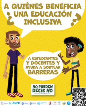 Imagen de diseño: En un fondo verde, una Persona con discapacidad auditiva con audífono y hablando en lengua de señas uruguaya, comenta: 